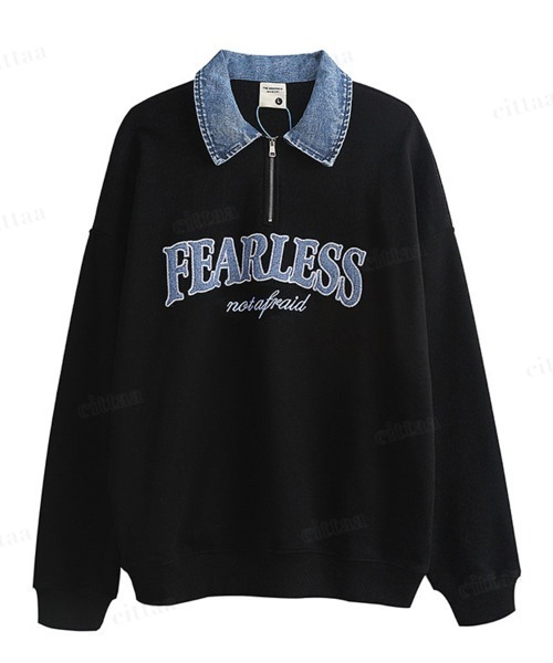 Dalfwin(ダールフィン)の「FEARLESS刺繍ロゴ襟デニムスウェット(スウェット・レディース・ホワイト/ブラック・FREE)」の19枚目の写真