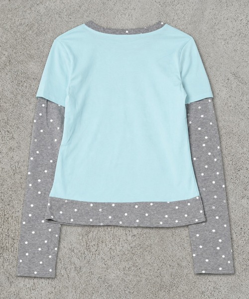 SPINNS(スピンズ)の「レイヤード風長袖カットソー/アニマルガール/ドリームコア(Tシャツ/カットソー・レディース・オフホワイト/サックスブルー・ONESIZE)」の9枚目の写真