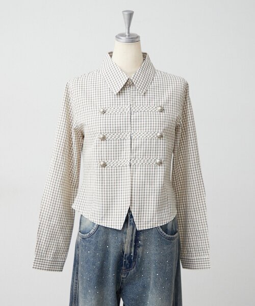 continuer de NICE CLAUP(コンティニューデナイスクラップ)の「長袖ナポレオンブラウス(シャツ/ブラウス・レディース・レッド系その他/ブルー系その他/ブラック/ホワイト系その他/カーキ・FREE)」の7枚目の写真