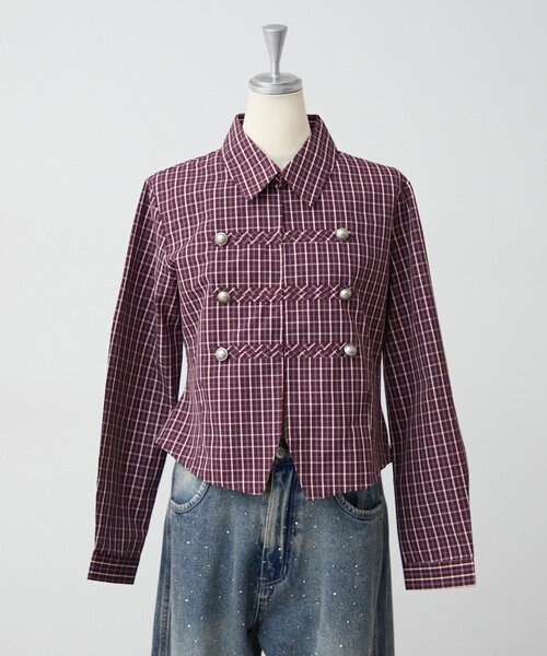 continuer de NICE CLAUP(コンティニューデナイスクラップ)の「長袖ナポレオンブラウス(シャツ/ブラウス・レディース・レッド系その他/ブルー系その他/ブラック/ホワイト系その他/カーキ・FREE)」の11枚目の写真