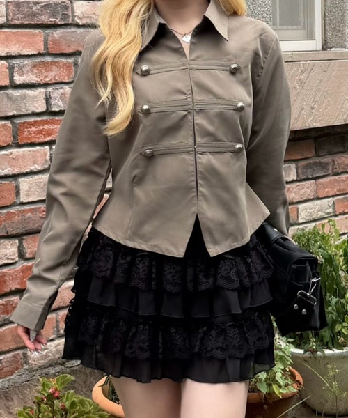 continuer de NICE CLAUP(コンティニューデナイスクラップ)の「長袖ナポレオンブラウス(シャツ/ブラウス・レディース・レッド系その他/ブルー系その他/ブラック/ホワイト系その他/カーキ・FREE)」の3枚目の写真