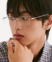 HANGLE EYEWEAR（ハングルアイウェア）の「[ブルーライト遮断] ティタン スクエア リムレス edge ゴールド（メガネ）」
