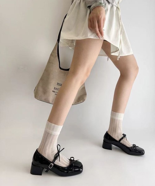 Miniministore（ミニミニストア）の「リボン バレエパンプス 美脚ヒール（パンプス・レディース・ブラック/シルバー・25cm/24.5cm/24.0cm/23.5cm/23.0cm/22.5cm）」の3枚目の写真