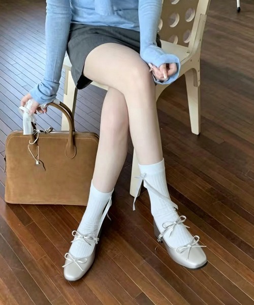 Miniministore（ミニミニストア）の「リボン バレエパンプス 美脚ヒール（パンプス・レディース・ブラック/シルバー・25cm/24.5cm/24.0cm/23.5cm/23.0cm/22.5cm）」の9枚目の写真