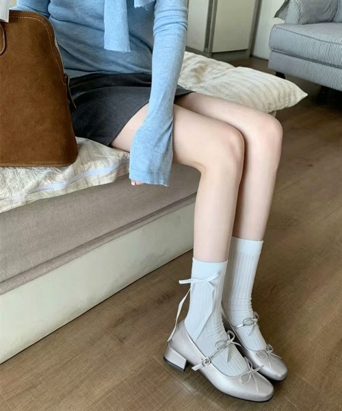 Miniministore（ミニミニストア）の「リボン バレエパンプス 美脚ヒール（パンプス・レディース・ブラック/シルバー・25cm/24.5cm/24.0cm/23.5cm/23.0cm/22.5cm）」の10枚目の写真