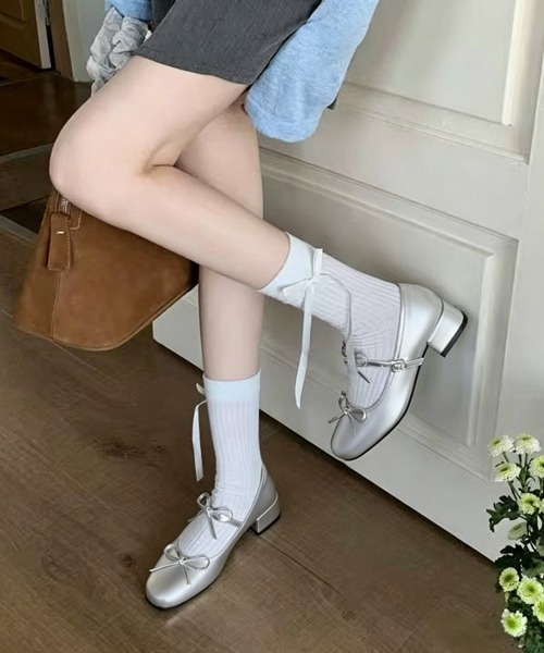 Miniministore（ミニミニストア）の「リボン バレエパンプス 美脚ヒール（パンプス・レディース・ブラック/シルバー・25cm/24.5cm/24.0cm/23.5cm/23.0cm/22.5cm）」の12枚目の写真