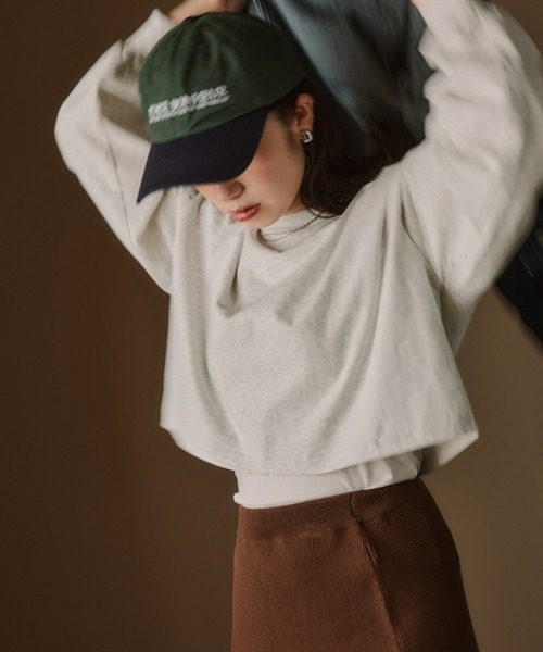 Petitjo(プッチージョ)の「小さいサイズ ショート丈ロングスリーブTシャツ 低身長さん・小柄女性(Tシャツ/カットソー・レディース・杢グレー/ブラック・XS-S/M-L)」の3枚目の写真