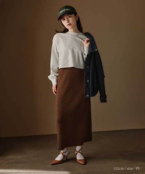 Petitjo(プッチージョ)の「小さいサイズ ショート丈ロングスリーブTシャツ 低身長さん・小柄女性(Tシャツ/カットソー・レディース・杢グレー/ブラック・XS-S/M-L)」の7枚目の写真