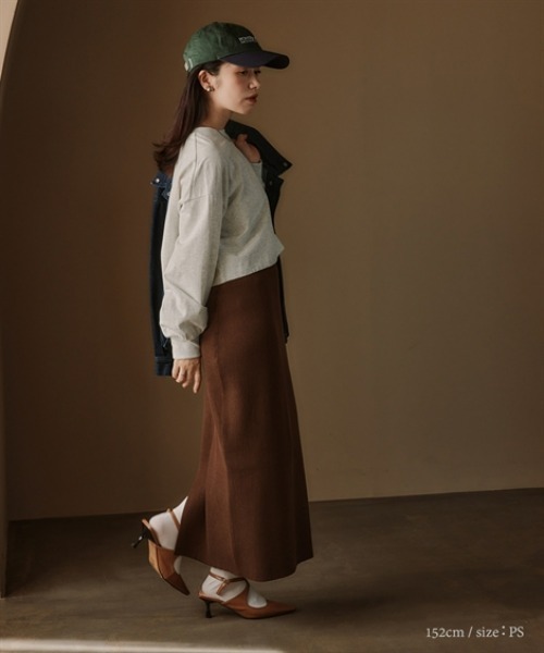 Petitjo(プッチージョ)の「小さいサイズ ショート丈ロングスリーブTシャツ 低身長さん・小柄女性(Tシャツ/カットソー・レディース・杢グレー/ブラック・XS-S/M-L)」の9枚目の写真