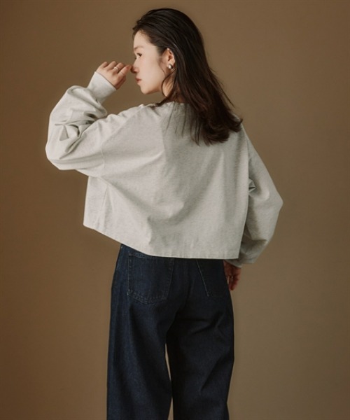 Petitjo(プッチージョ)の「小さいサイズ ショート丈ロングスリーブTシャツ 低身長さん・小柄女性(Tシャツ/カットソー・レディース・杢グレー/ブラック・XS-S/M-L)」の11枚目の写真