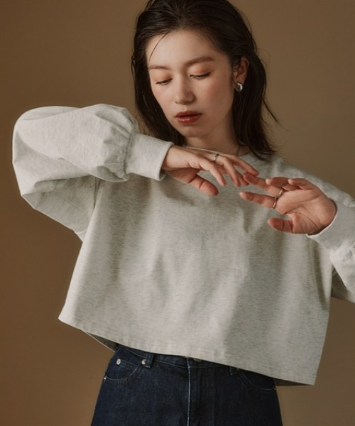 Petitjo(プッチージョ)の「小さいサイズ ショート丈ロングスリーブTシャツ 低身長さん・小柄女性(Tシャツ/カットソー・レディース・杢グレー/ブラック・XS-S/M-L)」の12枚目の写真