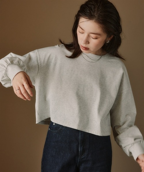 Petitjo(プッチージョ)の「小さいサイズ ショート丈ロングスリーブTシャツ 低身長さん・小柄女性(Tシャツ/カットソー・レディース・杢グレー/ブラック・XS-S/M-L)」の13枚目の写真