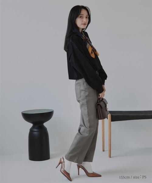 Petitjo(プッチージョ)の「小さいサイズ ショート丈ロングスリーブTシャツ 低身長さん・小柄女性(Tシャツ/カットソー・レディース・杢グレー/ブラック・XS-S/M-L)」の22枚目の写真