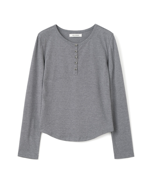 MILLO WOMEN（ミロウーマン）の「テープヘンリーネックTシャツ[メランジチャコール]（Tシャツ/カットソー・レディース・その他・ONE SIZE）」の3枚目の写真