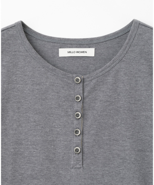 MILLO WOMEN（ミロウーマン）の「テープヘンリーネックTシャツ[メランジチャコール]（Tシャツ/カットソー・レディース・その他・ONE SIZE）」の5枚目の写真