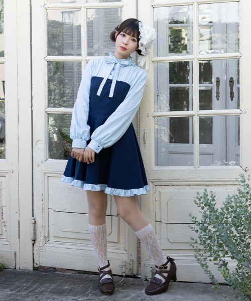 ストライプ×バイカラーOP（ワンピース）｜axes femme POETIQUE