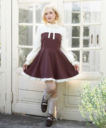 ストライプ柄ティアードワンピース（ワンピース）｜axes femme