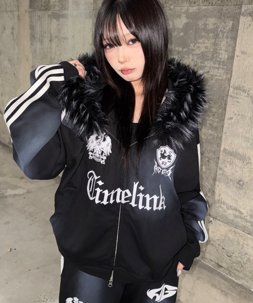 A'gem（エージェム）の「A'GEM/9 × .kom 『A'gem/エージェム』ファー付ジップアップパーカー（パーカー・レディース・チャコールグレー/ピンク/ブラック・FREE）」の4枚目の写真