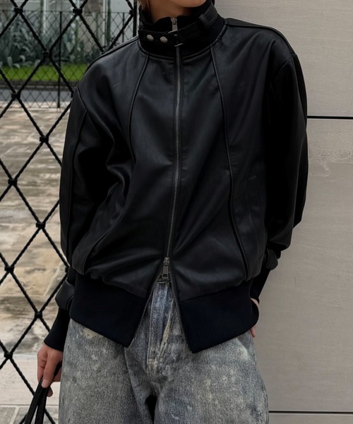 Chikashitsu +】cropped high neck blouson / 【チカシツプラス