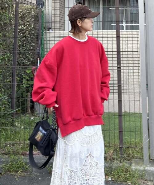 notch.(ノッチ)の「【notch. by KR 】裏起毛ビッグスウェット(スウェット・レディース・グレー/レッド/オフホワイト/ネイビー/ブラック/ピンク・M)」の12枚目の写真