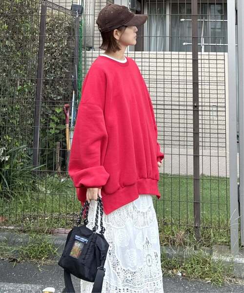 notch.(ノッチ)の「【notch. by KR 】裏起毛ビッグスウェット(スウェット・レディース・グレー/レッド/オフホワイト/ネイビー/ブラック/ピンク・M)」の13枚目の写真