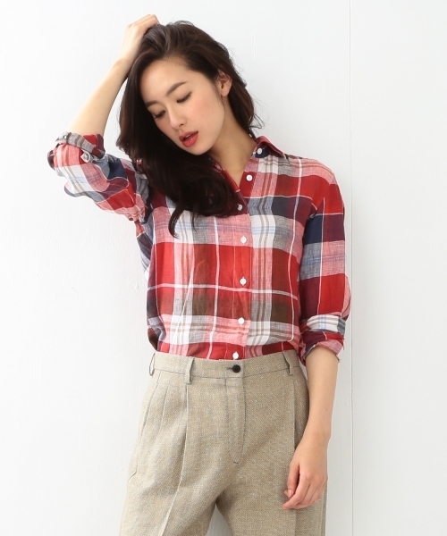 Finamore（フィナモレ）の「Finamore / リネンチェックシャツ レッド