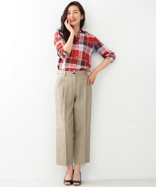 Finamore（フィナモレ）の「Finamore / リネンチェックシャツ レッド