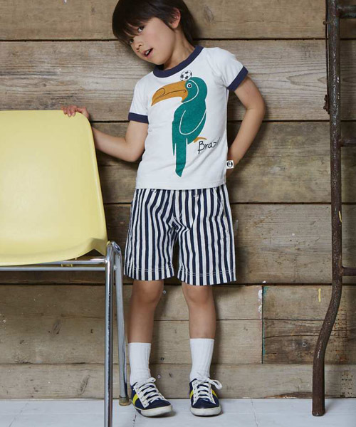 RUGGEDWORKS（ラゲッドワークス）の「ストライプハーフパンツ（デニムパンツ・キッズ・ネイビー/ブルー・120cm/110cm/100cm/80ｃｍ/130cm/140cm/90cm）」の3枚目の写真