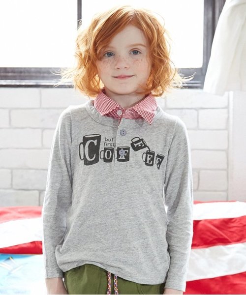 BREEZE（ブリーズ）の「ネット限定 COFFEE レイヤードTシャツ（Tシャツ/カットソー・キッズ・キナリ/グレー/ネイビー・90/100/120/95/130/110/140/80）」の3枚目の写真