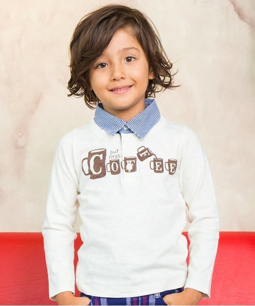 BREEZE（ブリーズ）の「ネット限定 COFFEE レイヤードTシャツ（Tシャツ/カットソー・キッズ・キナリ/グレー/ネイビー・90/100/120/95/130/110/140/80）」の2枚目の写真