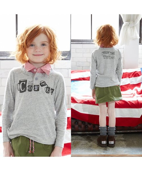 BREEZE（ブリーズ）の「ネット限定 COFFEE レイヤードTシャツ（Tシャツ/カットソー・キッズ・キナリ/グレー/ネイビー・90/100/120/95/130/110/140/80）」の13枚目の写真