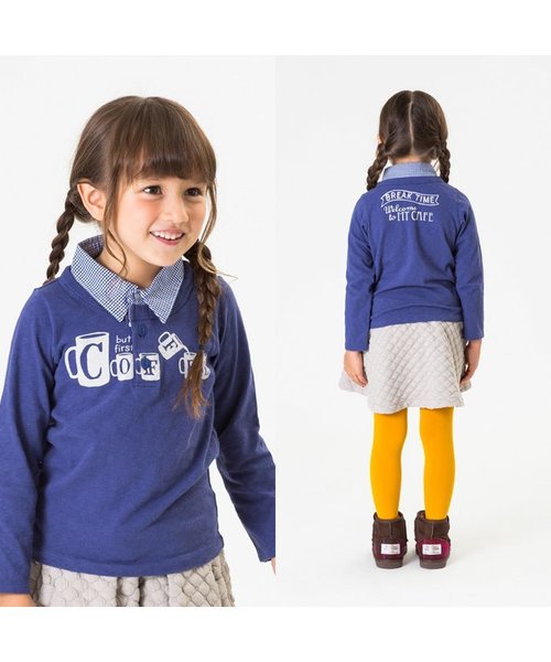 BREEZE（ブリーズ）の「ネット限定 COFFEE レイヤードTシャツ（Tシャツ/カットソー・キッズ・キナリ/グレー/ネイビー・90/100/120/95/130/110/140/80）」の14枚目の写真