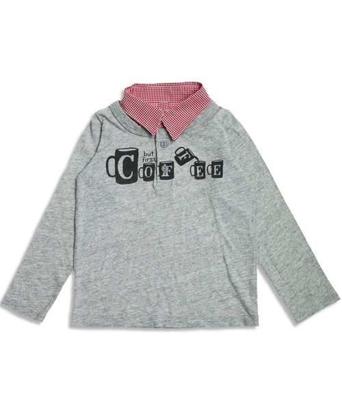 BREEZE（ブリーズ）の「ネット限定 COFFEE レイヤードTシャツ（Tシャツ/カットソー・キッズ・キナリ/グレー/ネイビー・90/100/120/95/130/110/140/80）」の4枚目の写真