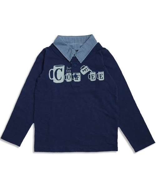 BREEZE（ブリーズ）の「ネット限定 COFFEE レイヤードTシャツ（Tシャツ/カットソー・キッズ・キナリ/グレー/ネイビー・90/100/120/95/130/110/140/80）」の11枚目の写真