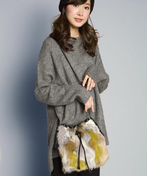 PLAIN CLOTHING(プレーンクロージング)の「MIXフェイクファー巾着バッグ【PLAIN CLOTHING】(ショルダーバッグ・レディース・オレンジ/マルチ/ライトブルー/グリーン・FREE)」の17枚目の写真