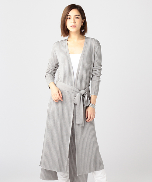 ESTNATION(エストネーション)の「ESTNATION ロングカーディガン(カーディガン/ボレロ・レディース・ライトグレー/ライトベージュ/ネイビー・38)」の1枚目の写真