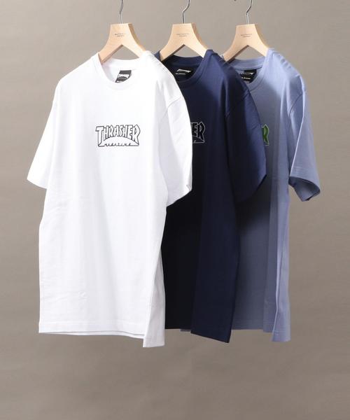 THRASHER(スラッシャー)の「【別注】 <THRASHER> LOGO TEE/Tシャツ ◆(Tシャツ/カットソー・メンズ・ライラック/ネイビー/ホワイト・SMALL/LARGE/MEDIUM)」の4枚目の写真