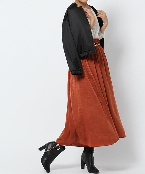 laboratory work（ラボラトリーワーク）の「【今使いたい！】ノーカラーサテンブルゾン（その他アウター・レディース・カーキ/グレー/ブラック・MEDIUM）」の15枚目の写真