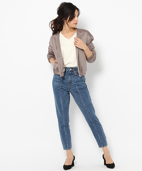 laboratory work（ラボラトリーワーク）の「【今使いたい！】ノーカラーサテンブルゾン（その他アウター・レディース・カーキ/グレー/ブラック・MEDIUM）」の17枚目の写真