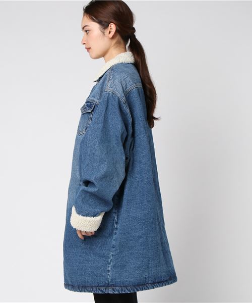 PUNYUS（プニュズ）の「ロングボアデニムジャケット（デニムジャケット・レディース・インディゴブルー/ライトインディゴブルー・1/2/4/3）」の3枚目の写真