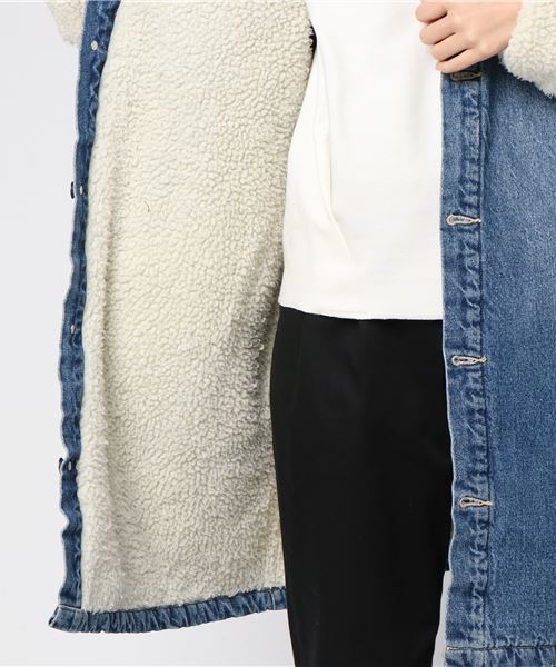 PUNYUS（プニュズ）の「ロングボアデニムジャケット（デニムジャケット・レディース・インディゴブルー/ライトインディゴブルー・1/2/4/3）」の7枚目の写真