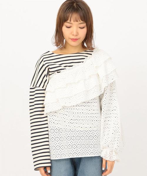 Another Edition（アナザーエディション）の「アイレットワンショルダーブラウス ◆（シャツ/ブラウス・レディース・オフホワイト/ライム・FREE）」の5枚目の写真