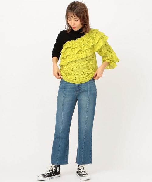 Another Edition（アナザーエディション）の「アイレットワンショルダーブラウス ◆（シャツ/ブラウス・レディース・オフホワイト/ライム・FREE）」の12枚目の写真