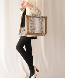 ダイヤモンドパイソン＆牛革レザートートバッグ