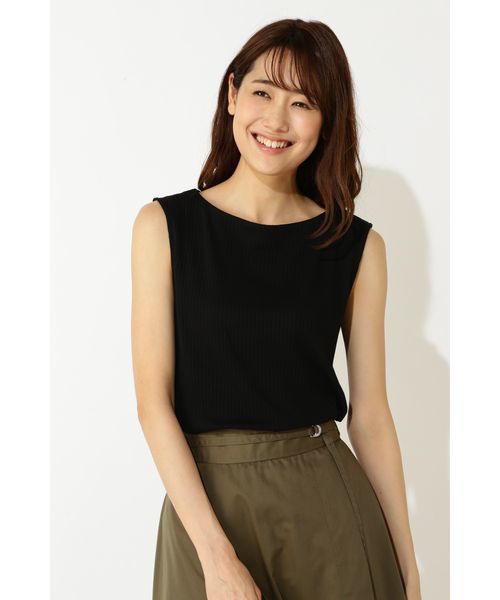 NATURAL BEAUTY BASIC（ナチュラルビューティーベーシック）の「セーターマシーン針抜き ノースリニット（ニット/セーター・レディース・ブラック/ブラウン/ピンク/グリーン・MEDIUM）」の2枚目の写真