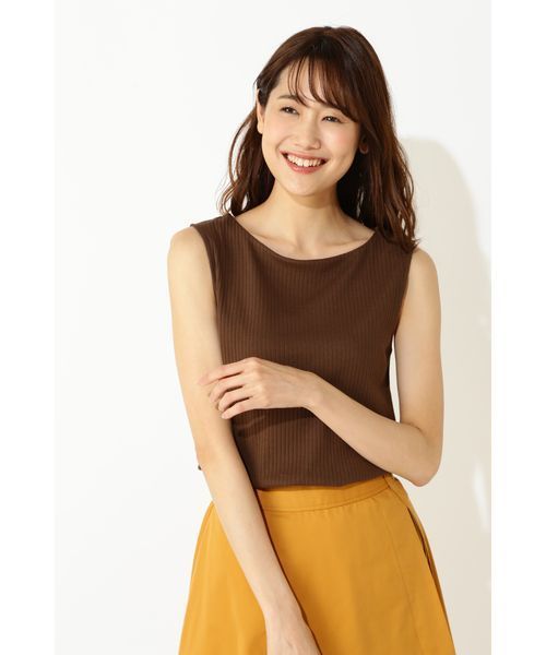 NATURAL BEAUTY BASIC（ナチュラルビューティーベーシック）の「セーターマシーン針抜き ノースリニット（ニット/セーター・レディース・ブラック/ブラウン/ピンク/グリーン・MEDIUM）」の9枚目の写真