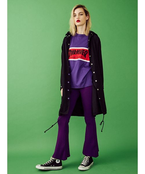 jouetie(ジュエティ)の「ロングコーチジャケット(ナイロンジャケット・レディース・ブラック/ベージュ/レッド・MEDIUM)」の6枚目の写真