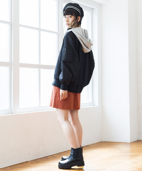 WEGO(ウィゴー)の「WEGO/フード付きMA-1(MA-1・レディース・ブラック/カーキ/ライトピンク/パープル・FREE)」の12枚目の写真