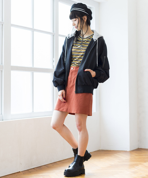 WEGO(ウィゴー)の「WEGO/フード付きMA-1(MA-1・レディース・ブラック/カーキ/ライトピンク/パープル・FREE)」の14枚目の写真