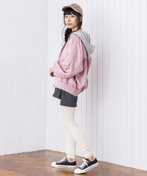 WEGO(ウィゴー)の「WEGO/フード付きMA-1(MA-1・レディース・ブラック/カーキ/ライトピンク/パープル・FREE)」の16枚目の写真